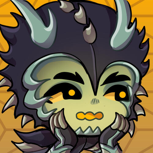 a chibi drawing of a drow man, with purple skin, and Victorian style clothing. he has long white hair and a decorating his top hat.